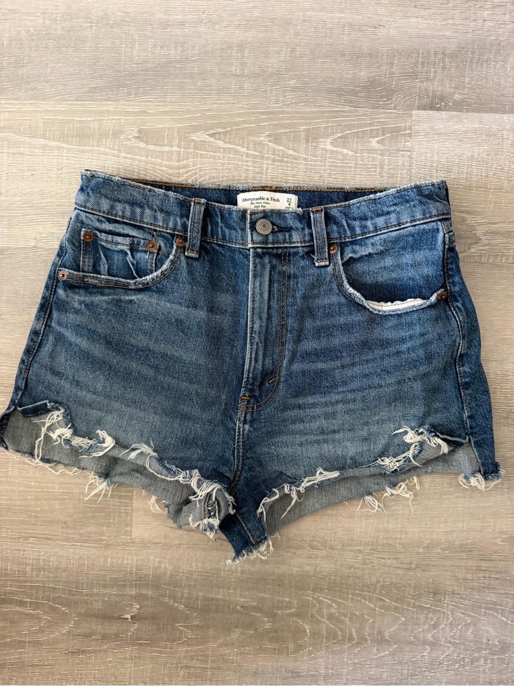 Abercrombie & Fitch Distressed Denim Cutoff Shorts - Medium Blue